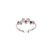 Bague 7 zircons multicolores acier