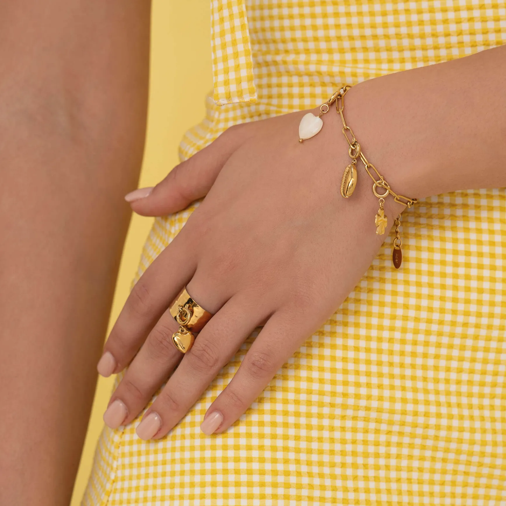 Bague acier dorée or Luza Charms