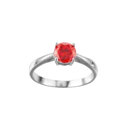 Bague acier Luz zircon rouge