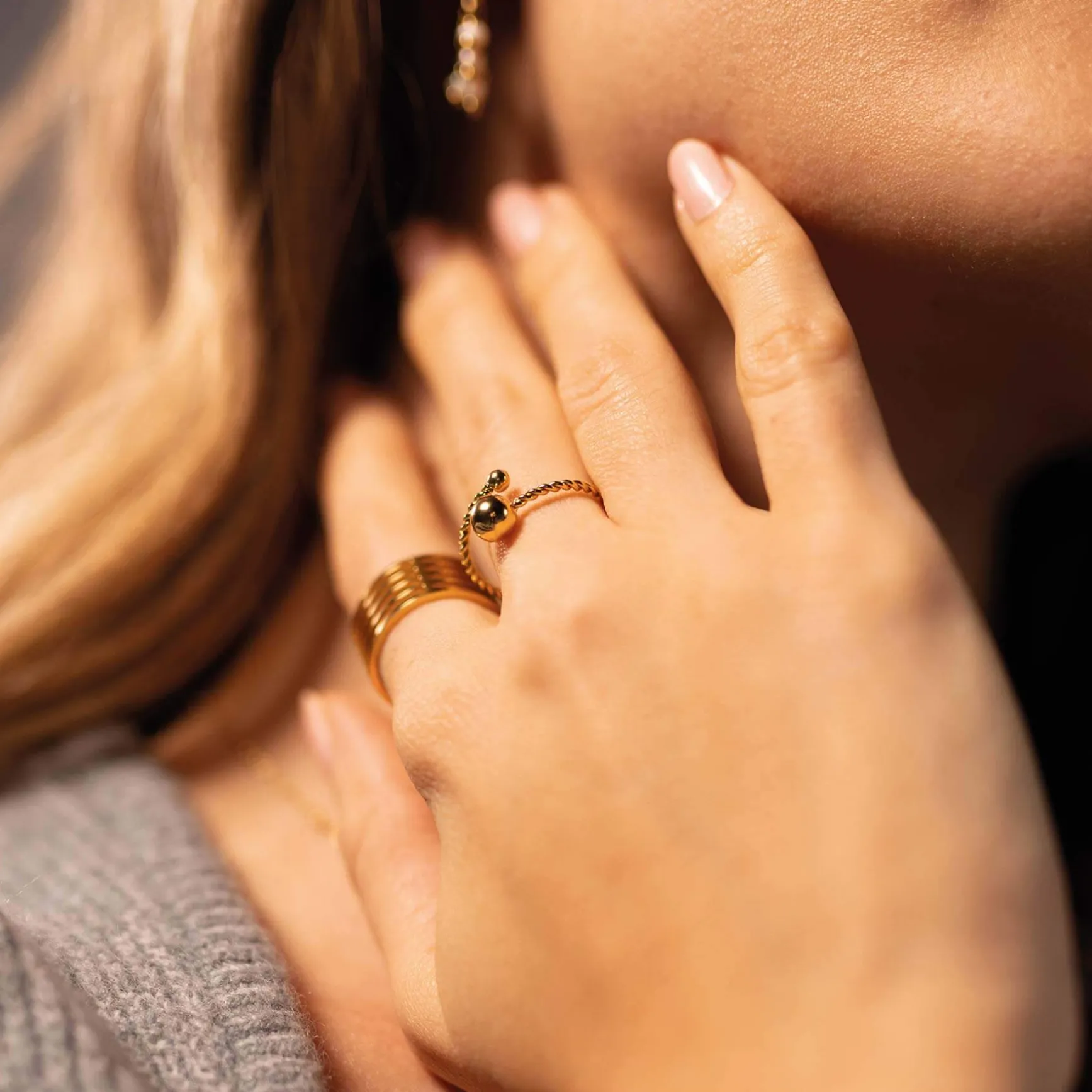 Bague Asio acier doré or