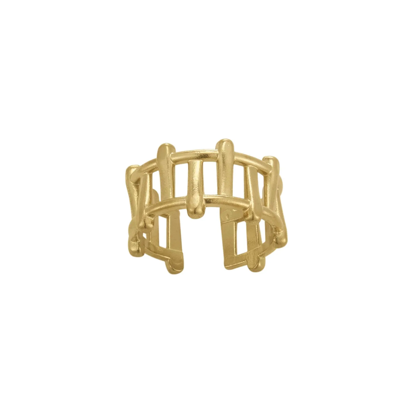 Bague Bambou acier doré or