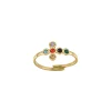 Bague Croix zircons colorés