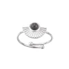 Bague Eventail acier Obsidienne