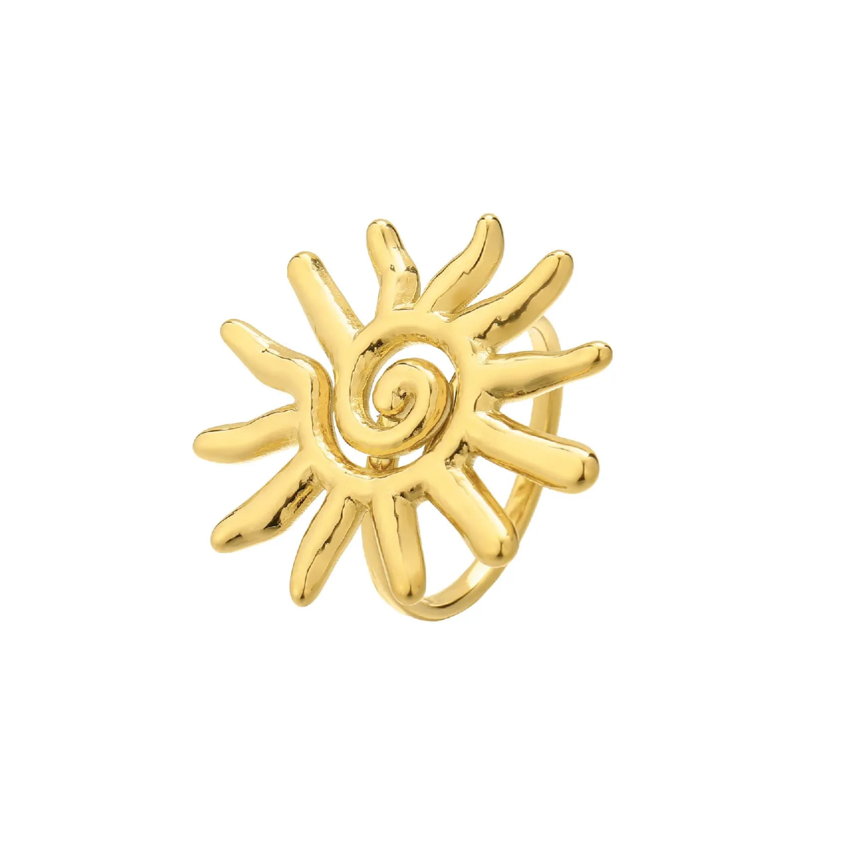 Bague Helios acier doré or