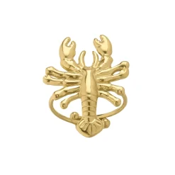 Bague Homard acier doré or