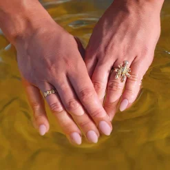Bague Homard acier doré or