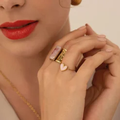 Bague Lolly rose acier doré or