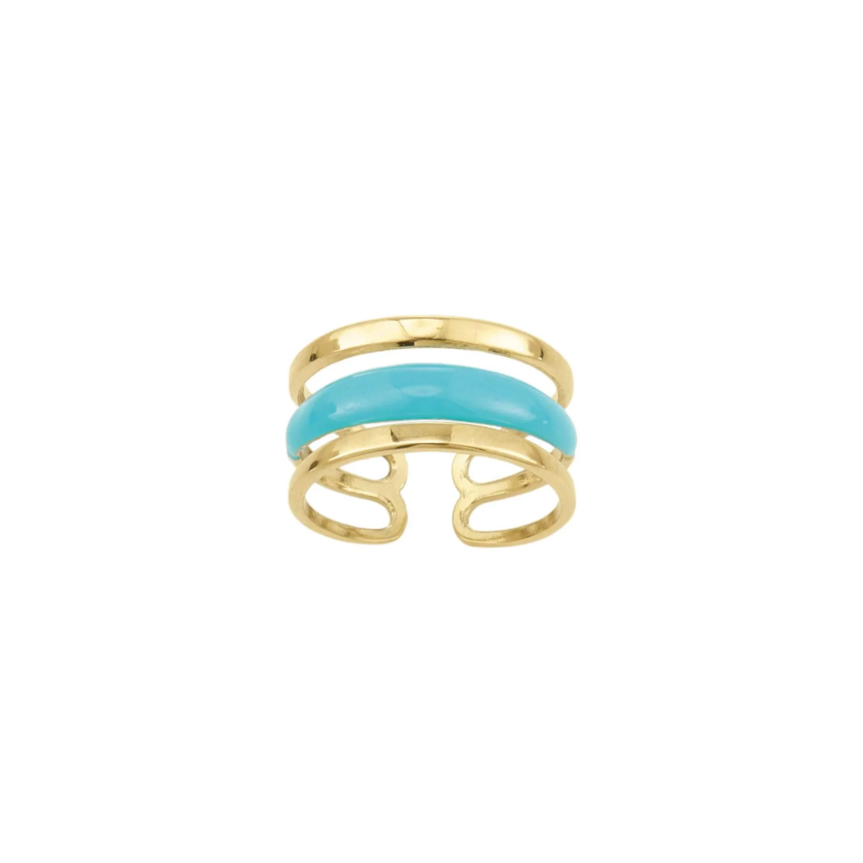 Bague Lona bleue acier doré or