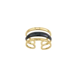 Bague Lona noire acier doré or