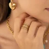 Bague Lucie acier doré or