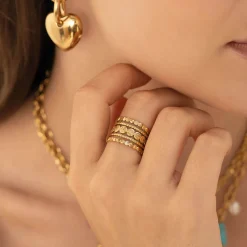 Bague Lucie acier doré or