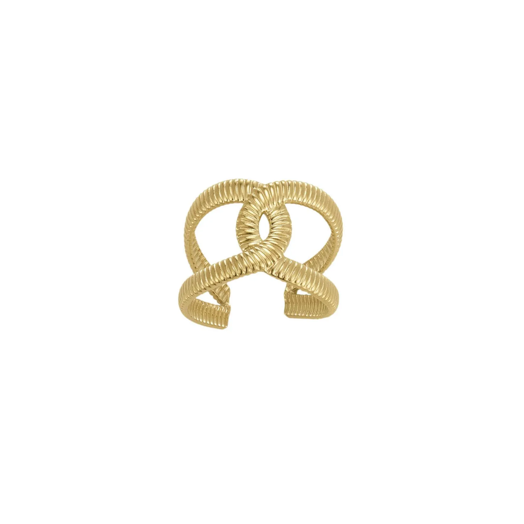 Bague Maille plate acier doré or