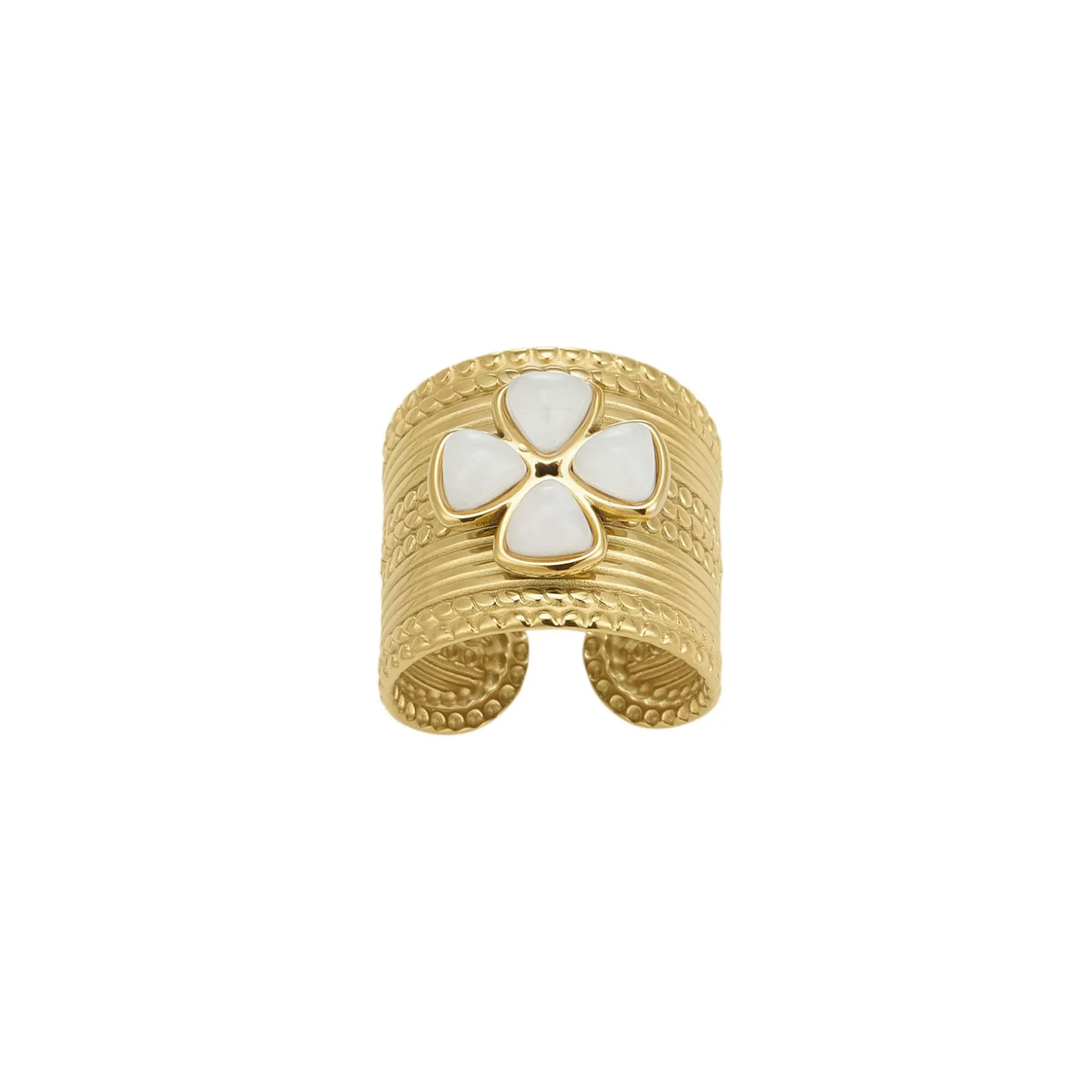 Bague Naomi blanche acier doré or