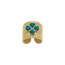 Bague Naomi bleue acier doré or