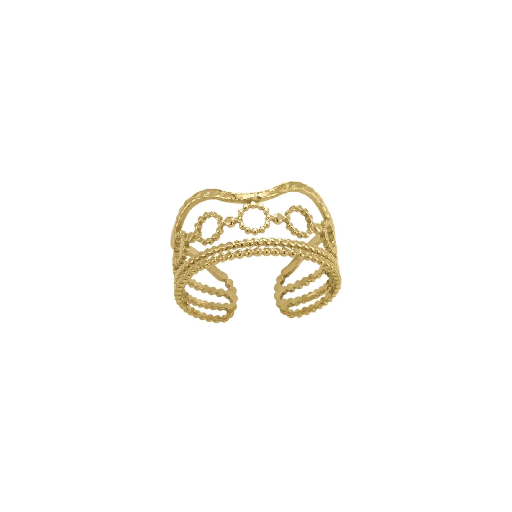Bague Pam acier doré or