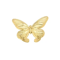 Bague Papillon acier doré or