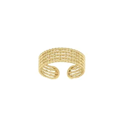 Bague Perline acier doré or