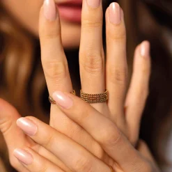 Bague Perline acier doré or