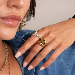 Bague Pia acier doré or