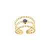 Bague Pépite pierre Lapis Lazuli acier doré or