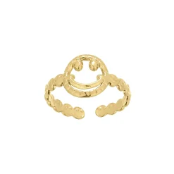 Bague Smiley acier doré or