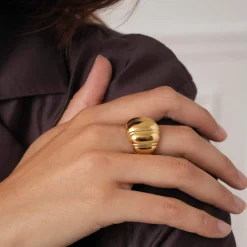 Bague Sofie acier doré or