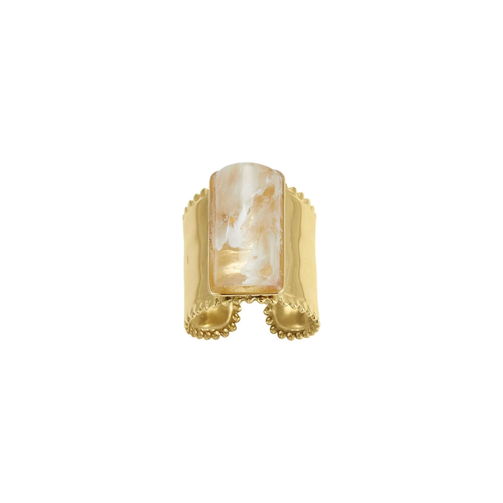 Bague Topia blanche acier doré or