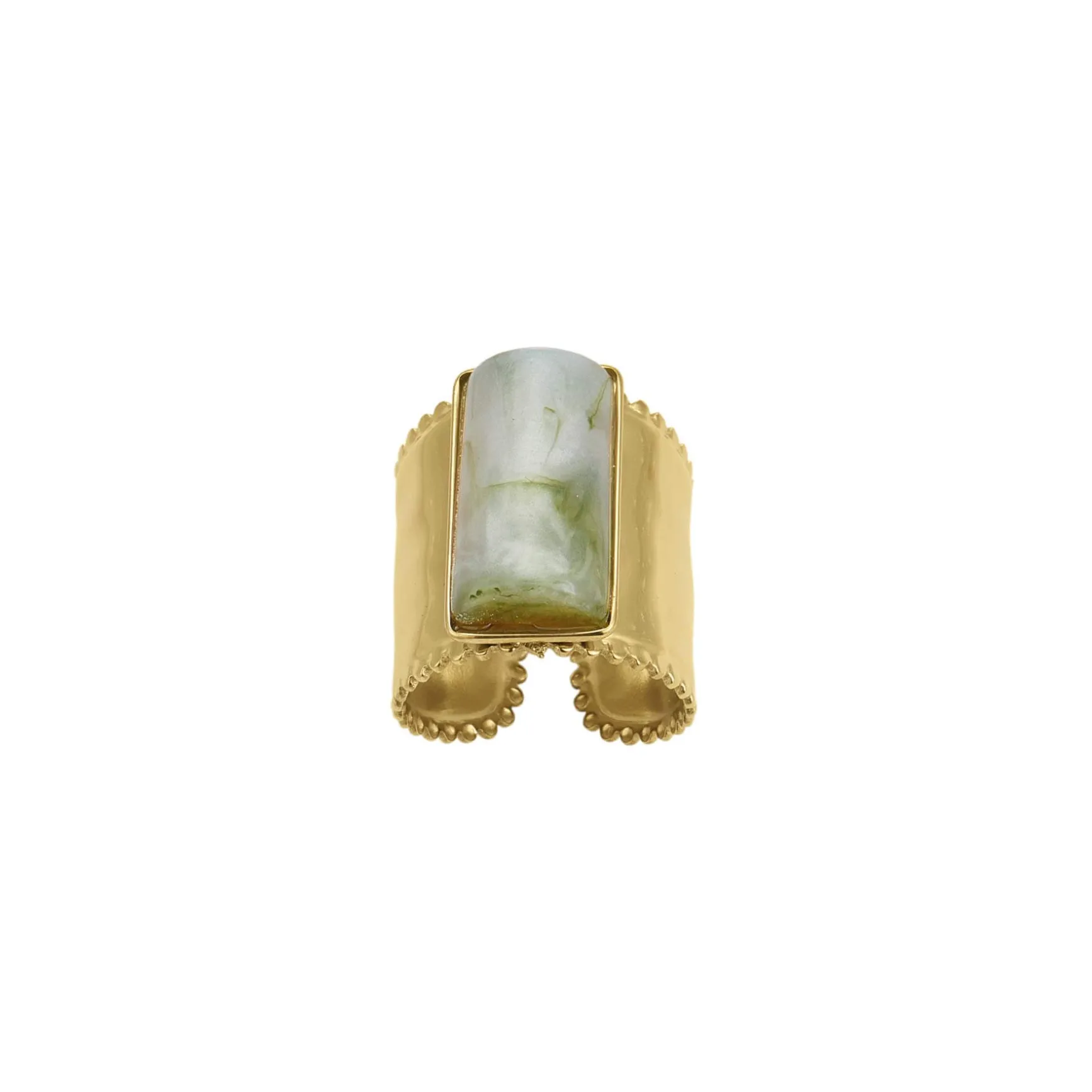 Bague Topia verte acier doré or