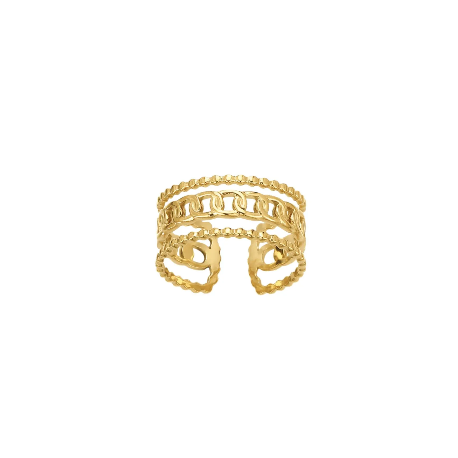 Bague Yka acier doré or