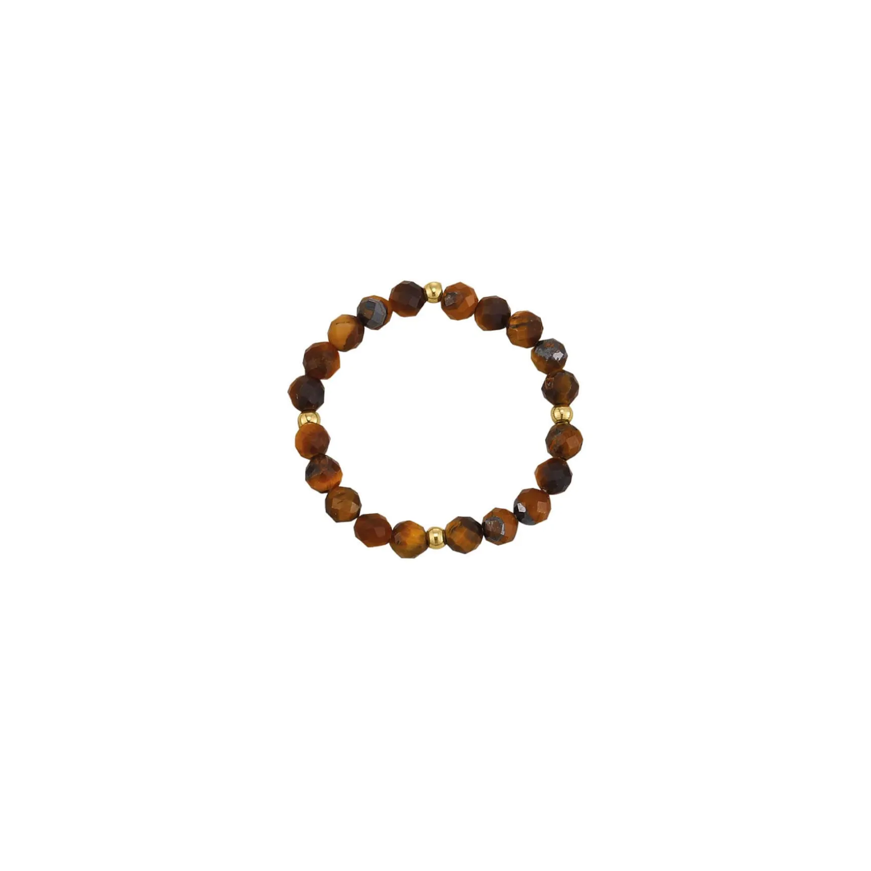 Bague Yoko Oeil de tigre acier doré or