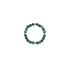 Bague Yoko Pierres Malachite acier doré or
