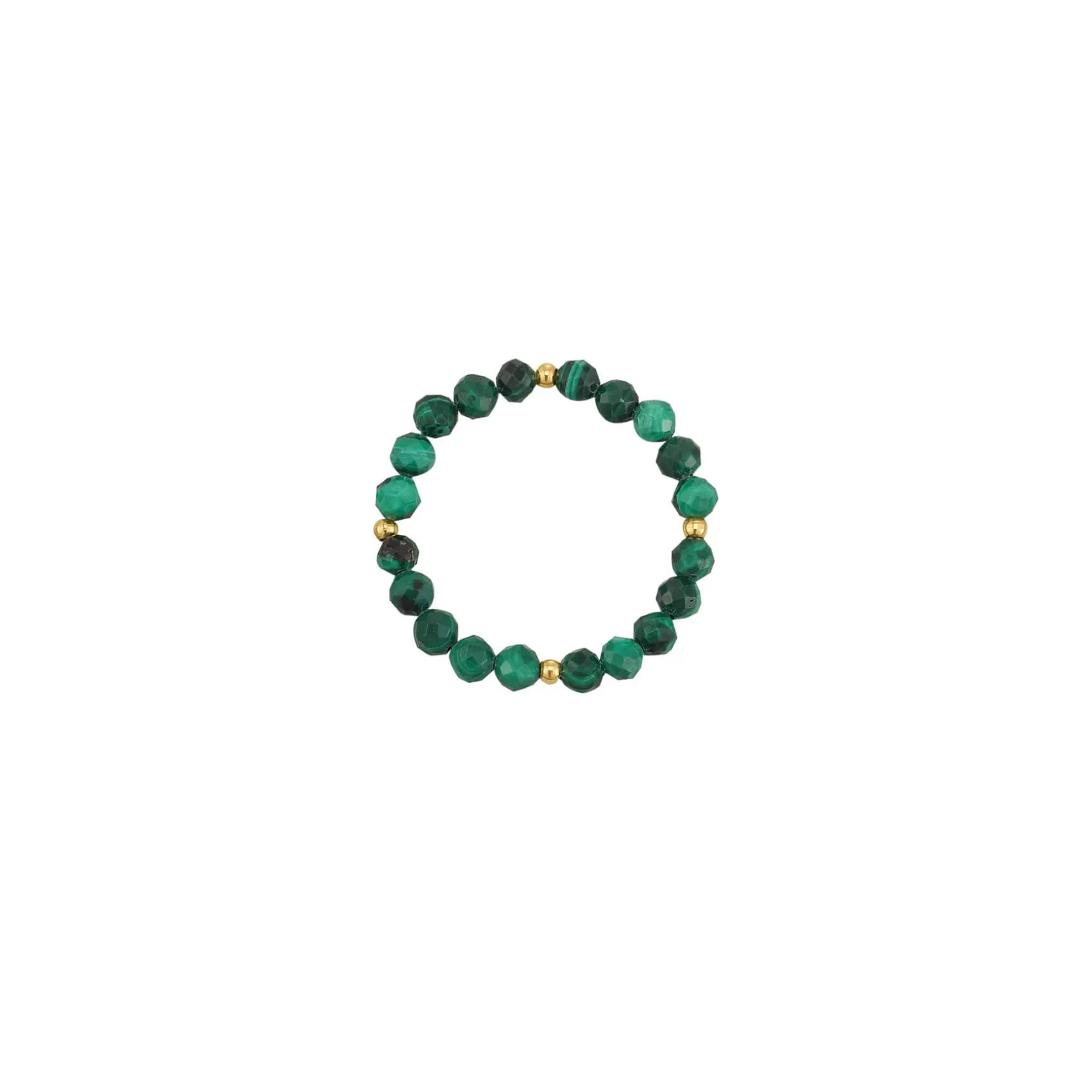 Bague Yoko Pierres Malachite acier doré or