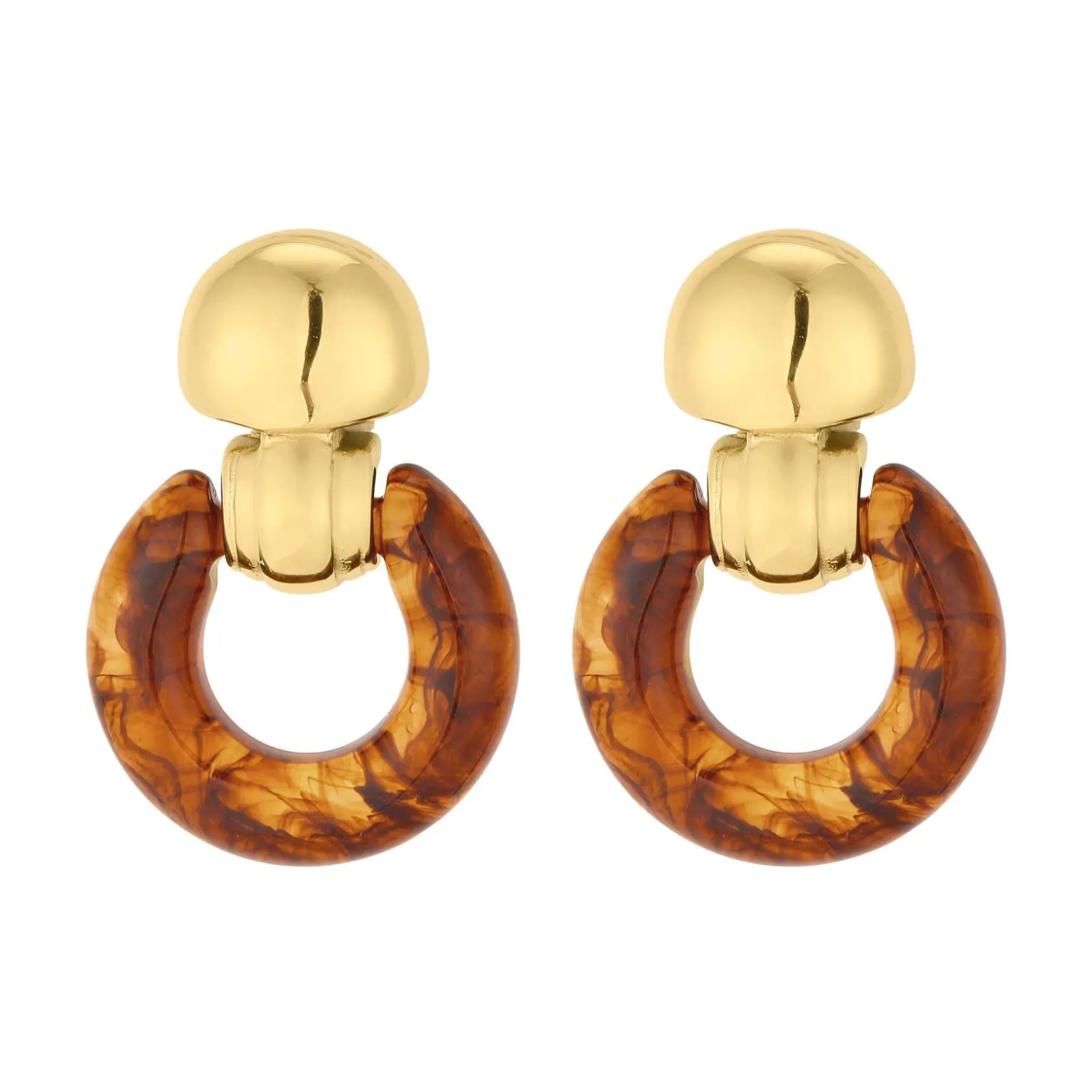 Boucles Alma marrons acier doré or