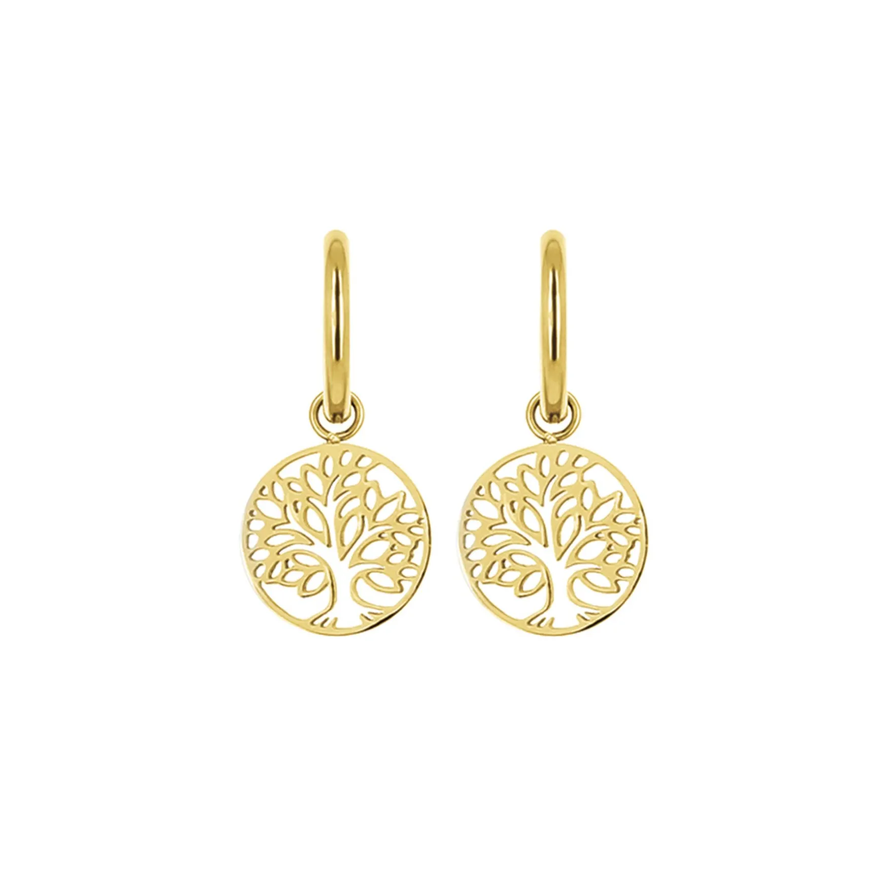 Boucles Arbre de vie acier dorées or