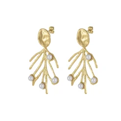 Boucles Barbara acier doré or et perles nacre