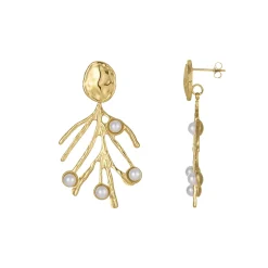 Boucles Barbara acier doré or et perles nacre