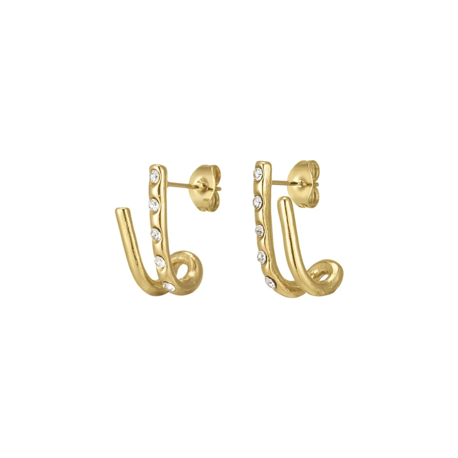 Boucles Bérenice acier doré or et strass