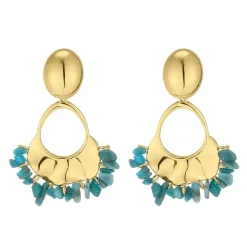 Boucles Cassandra bleue acier doré or
