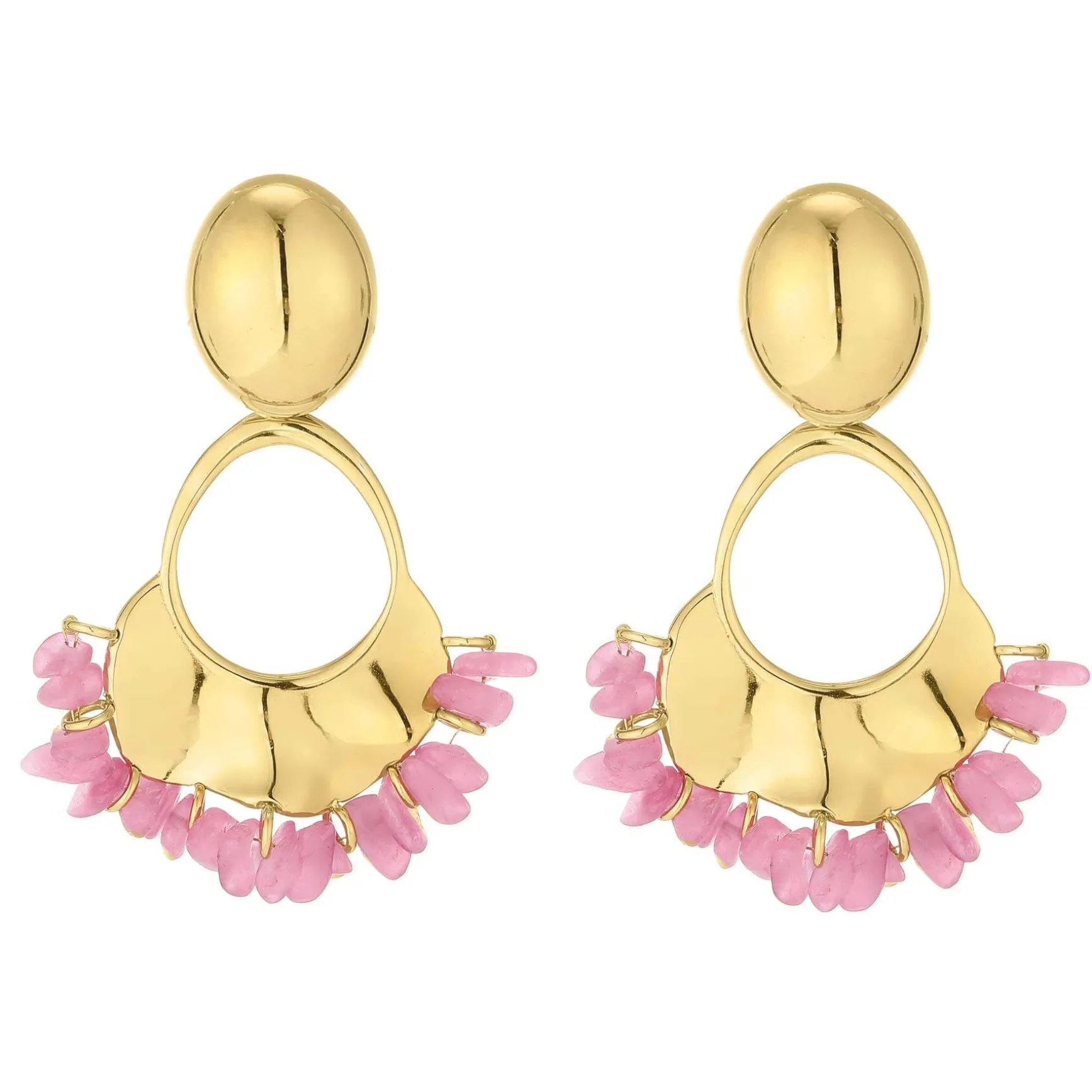 Boucles Cassandra rose acier doré or