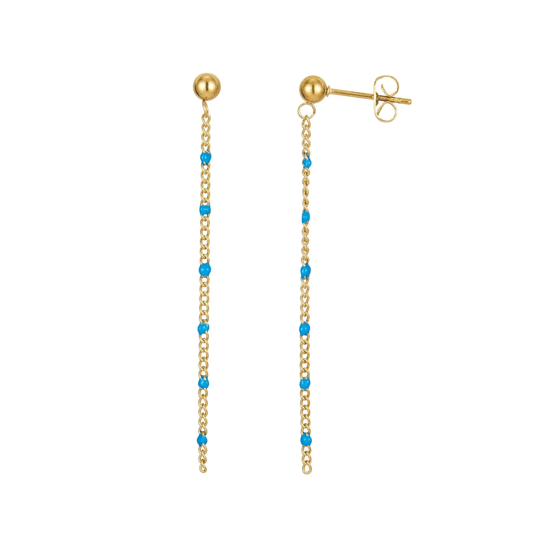 Boucles chaines perles bleues