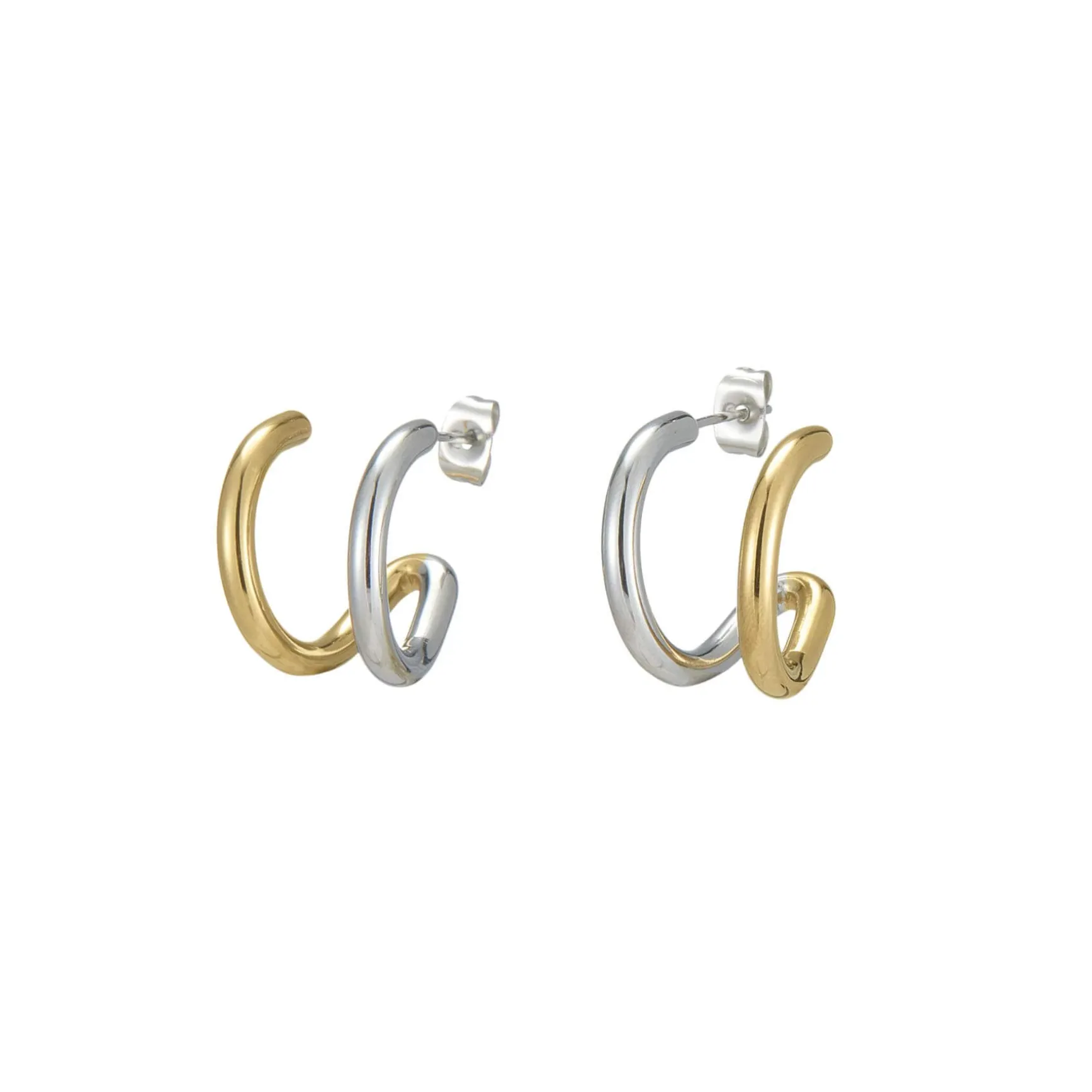 Boucles Cléo acier argenté et doré or