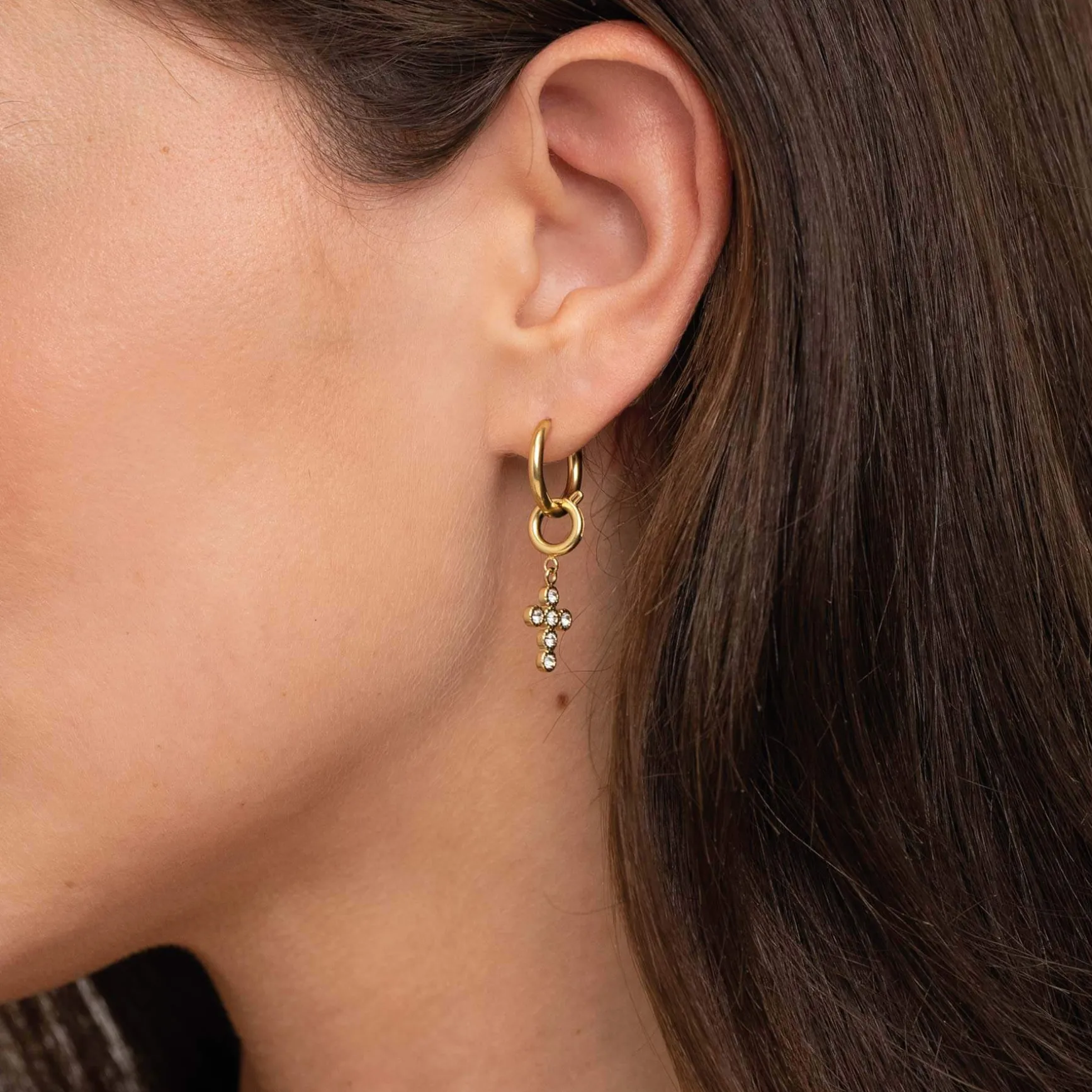 Boucles créoles acier doré or Luza Charms