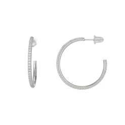 Boucles Créoles 3cm Argent 925 rhodié zircons
