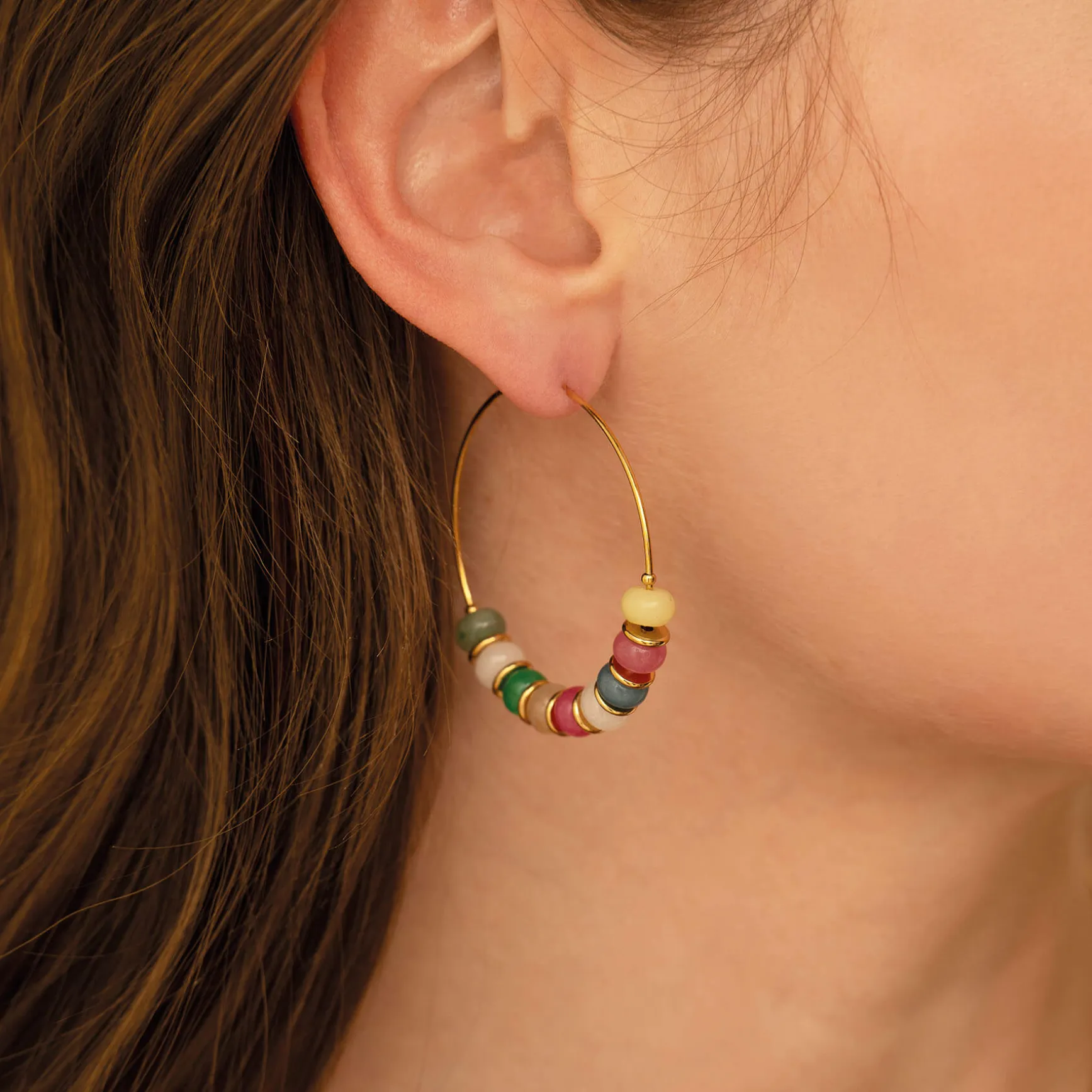 Boucles créoles Constance acier dorée or multicolores