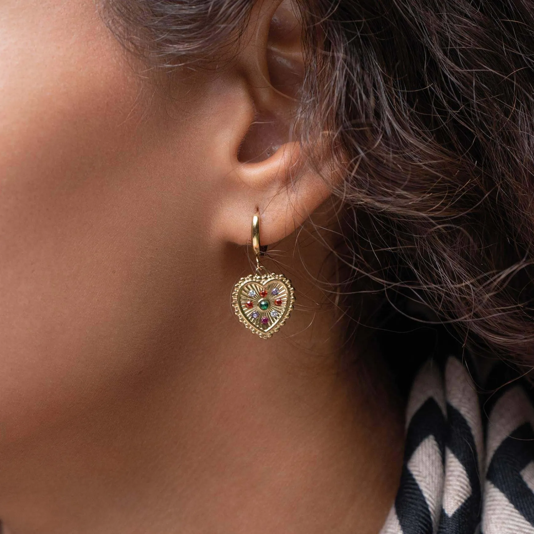 Boucles créoles Eugénie acier doré or et strass