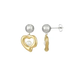 Boucles Erine acier argenté et doré or