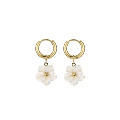 Boucles Fleur nacre acier doré or