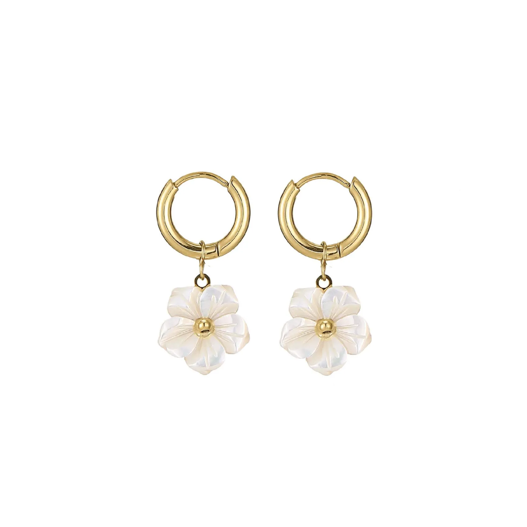 Boucles Fleur nacre acier doré or