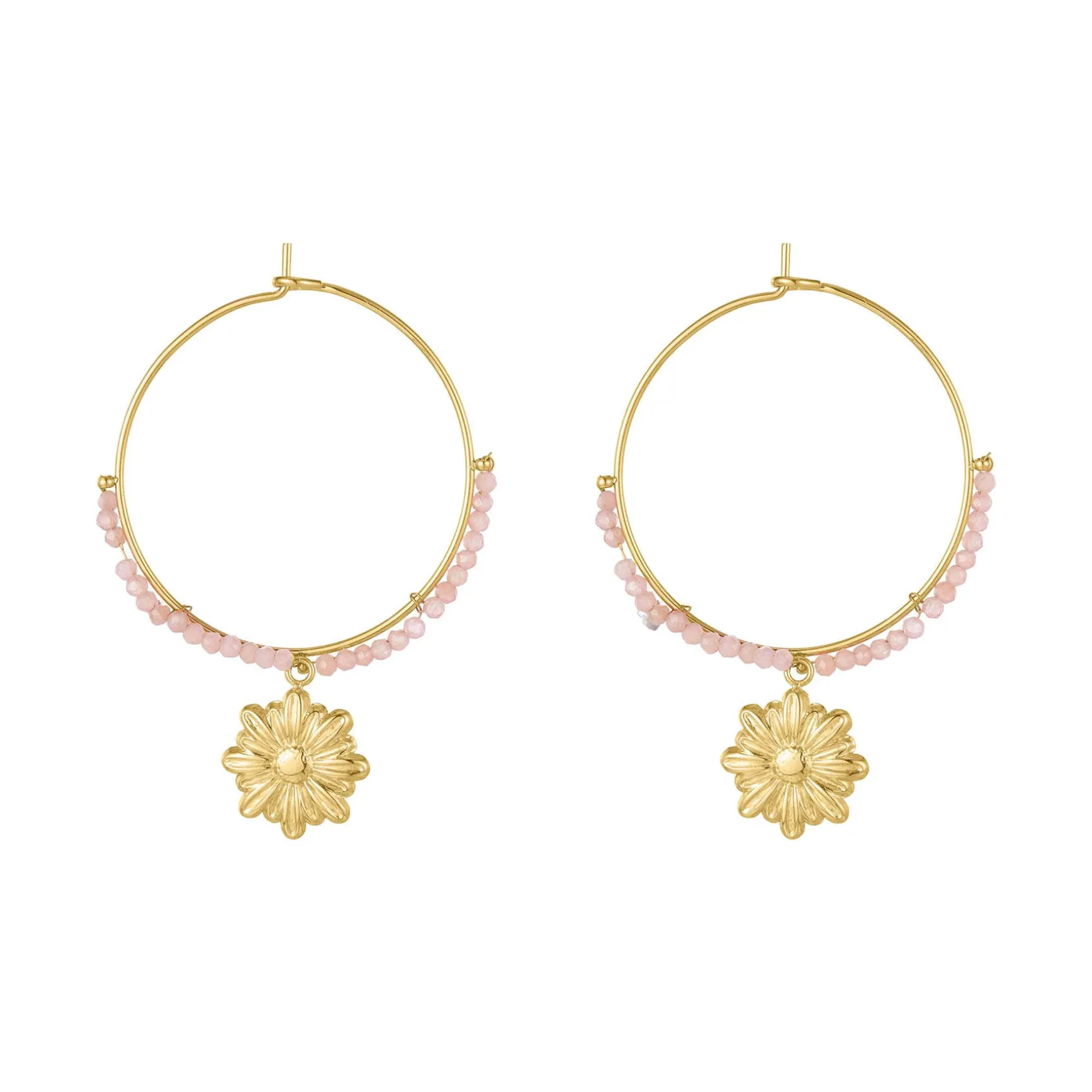 Boucles Flower acier doré or