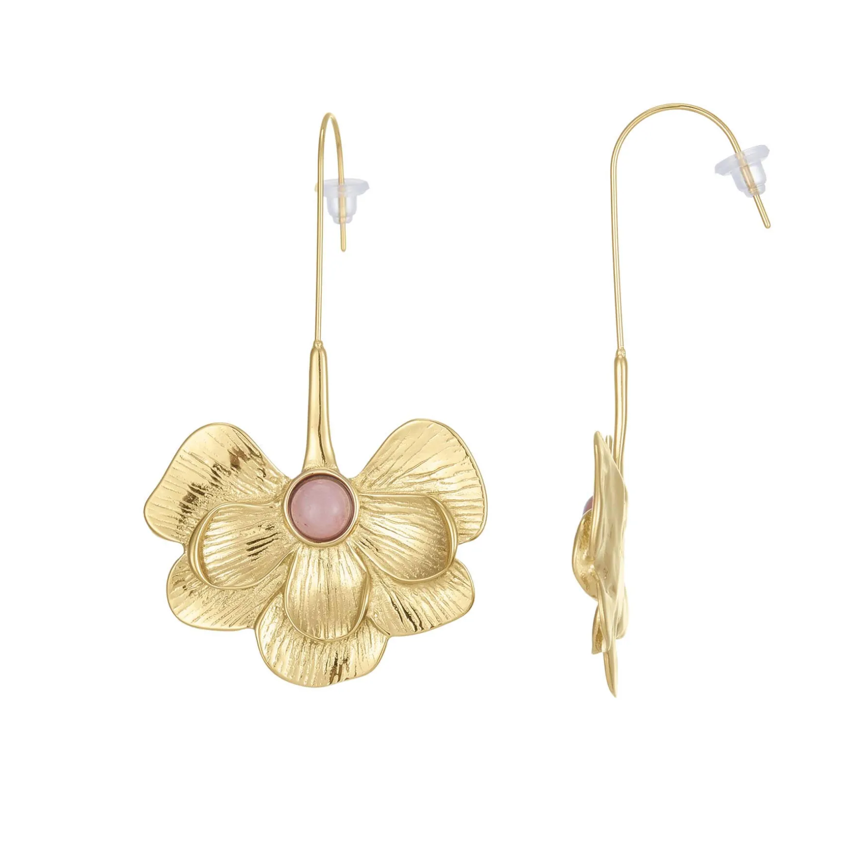 Boucles Iris Rhodonite acier doré or